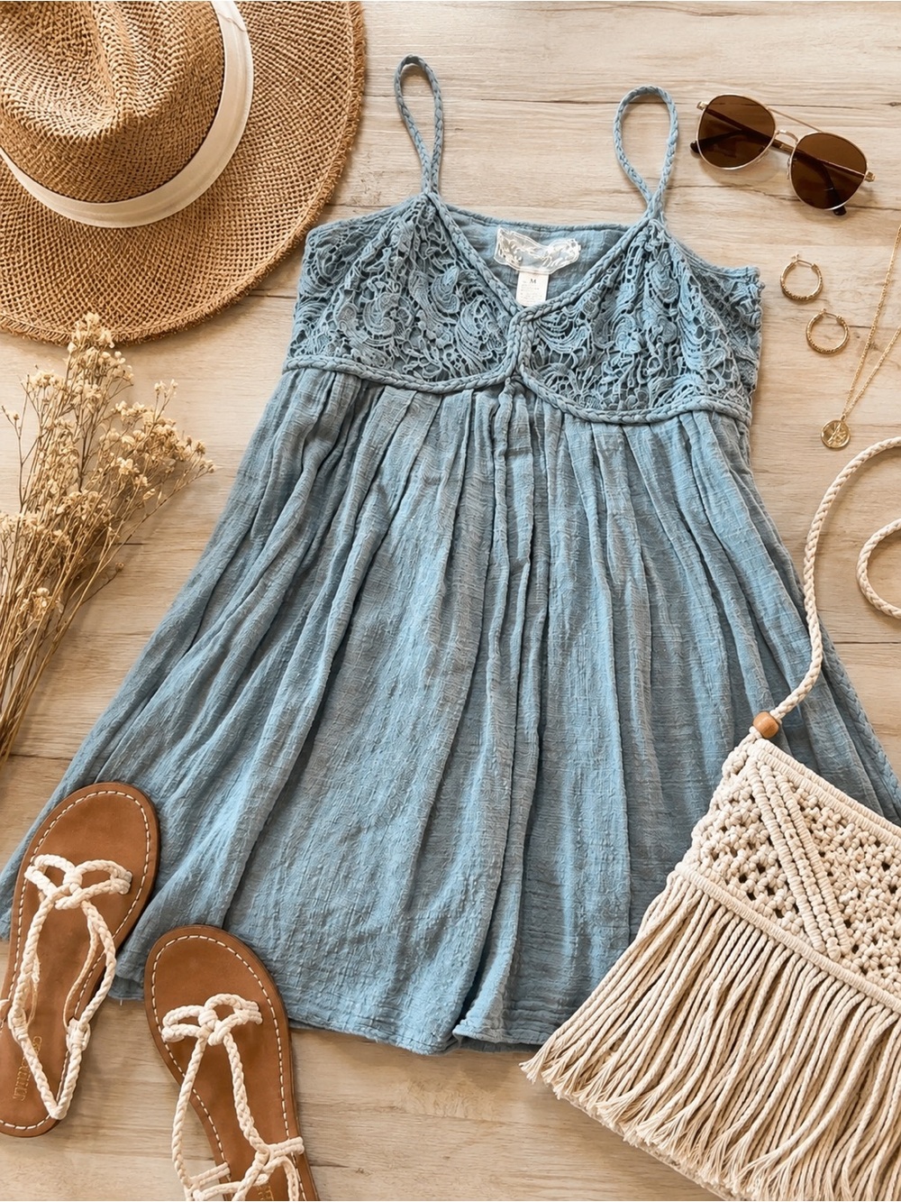 Anthropologie Nick & Mo Lace Boho Cotton Dress Sz Med (g24) - Picture 1 of 7